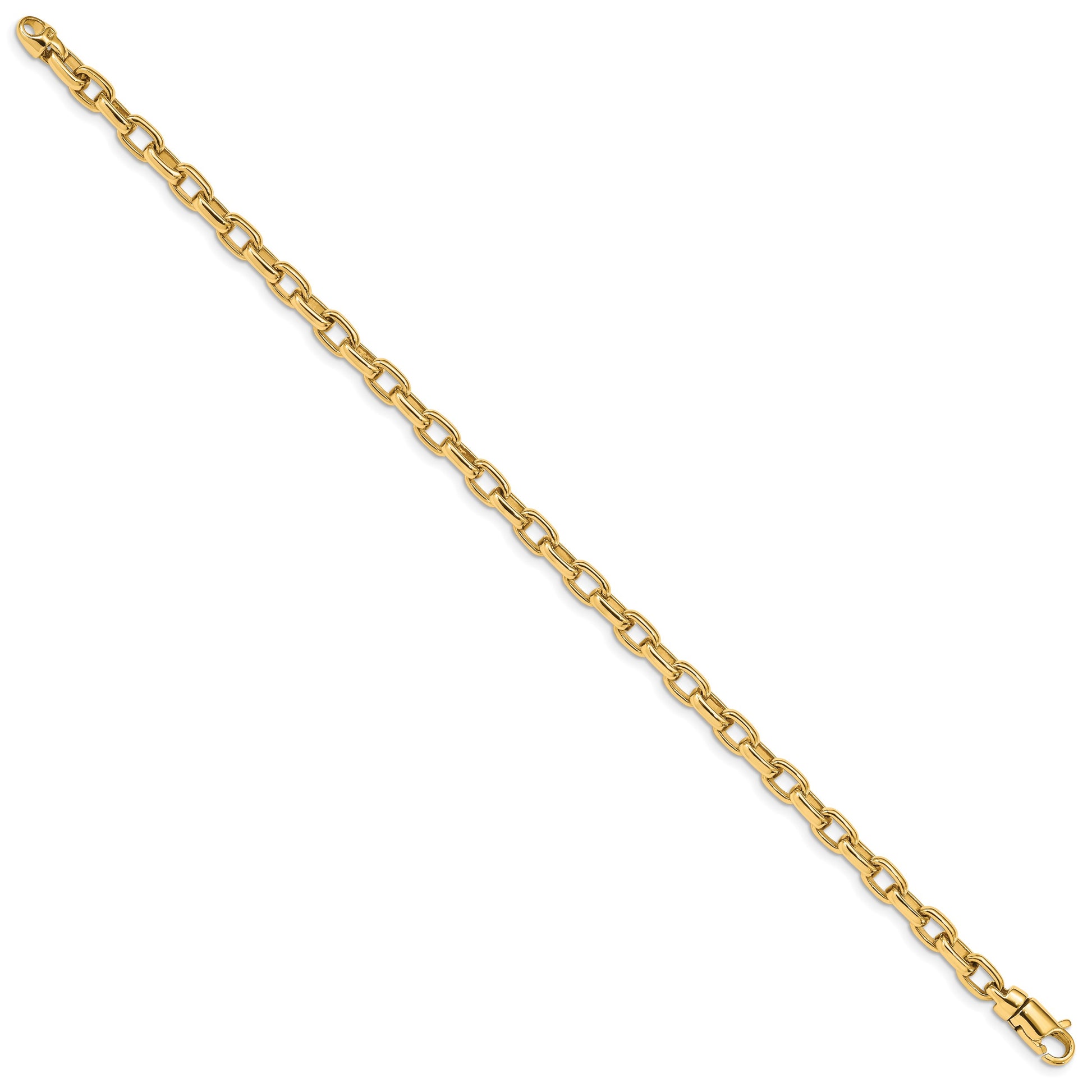 14K 8.25 inch 5mm Hand Polished Fancy Link with Lobster Clasp Bracelet