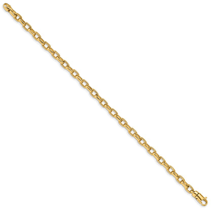 14K 8.25 inch 5mm Hand Polished Fancy Link with Lobster Clasp Bracelet