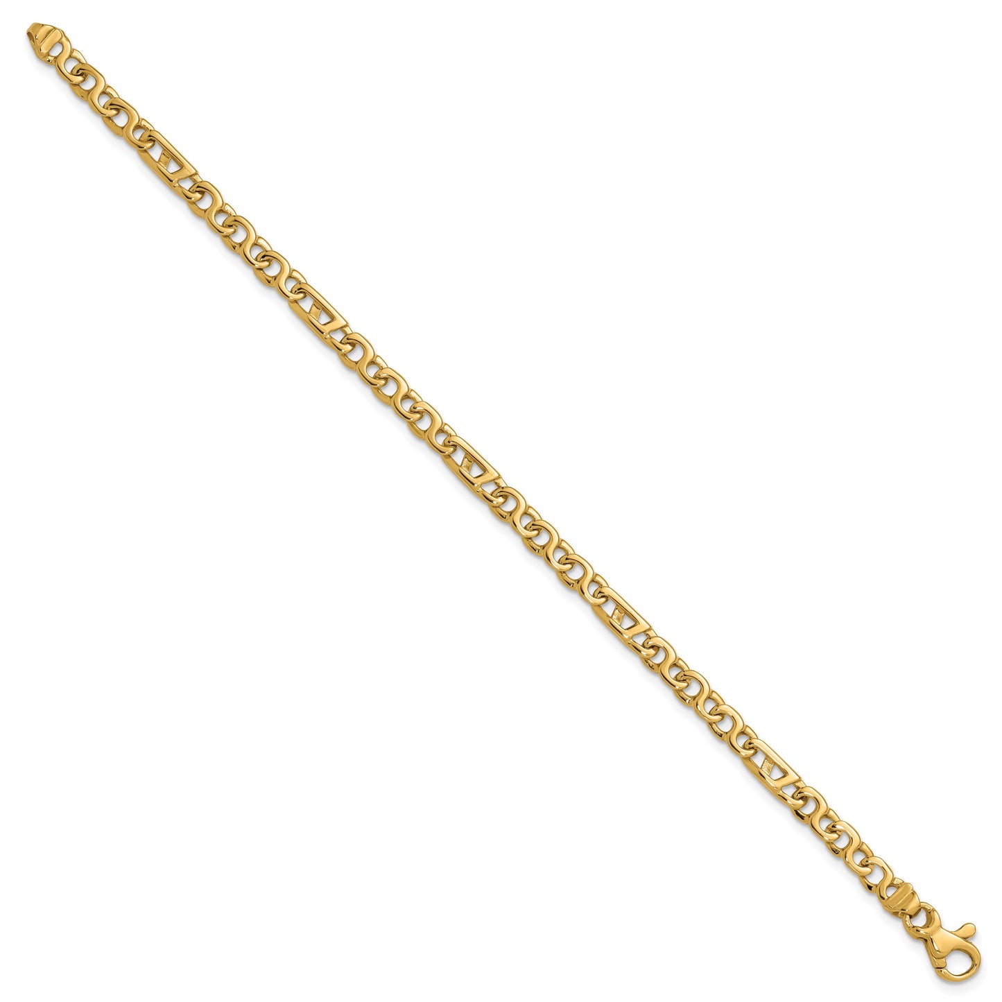 14K 8 inch 4.3mm Hand Polished Fancy Link with Fancy Lobster Clasp Bracelet