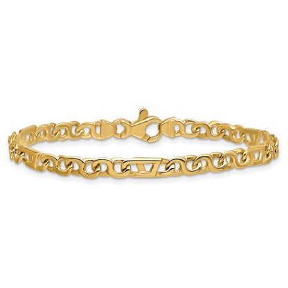 14K 8 inch 4.3mm Hand Polished Fancy Link with Fancy Lobster Clasp Bracelet