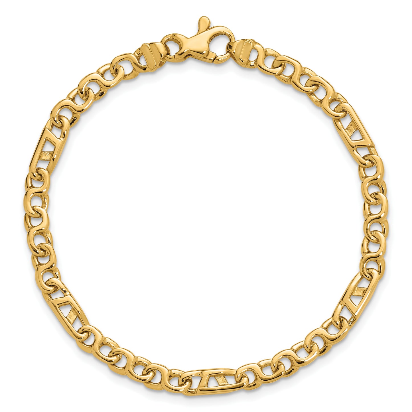 14K 8 inch 4.3mm Hand Polished Fancy Link with Fancy Lobster Clasp Bracelet