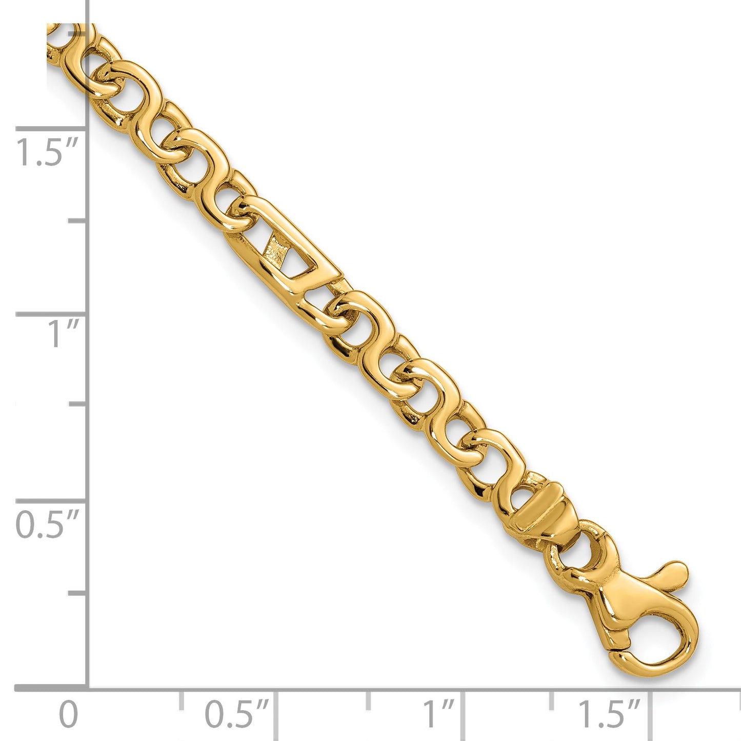 14K 8 inch 4.3mm Hand Polished Fancy Link with Fancy Lobster Clasp Bracelet