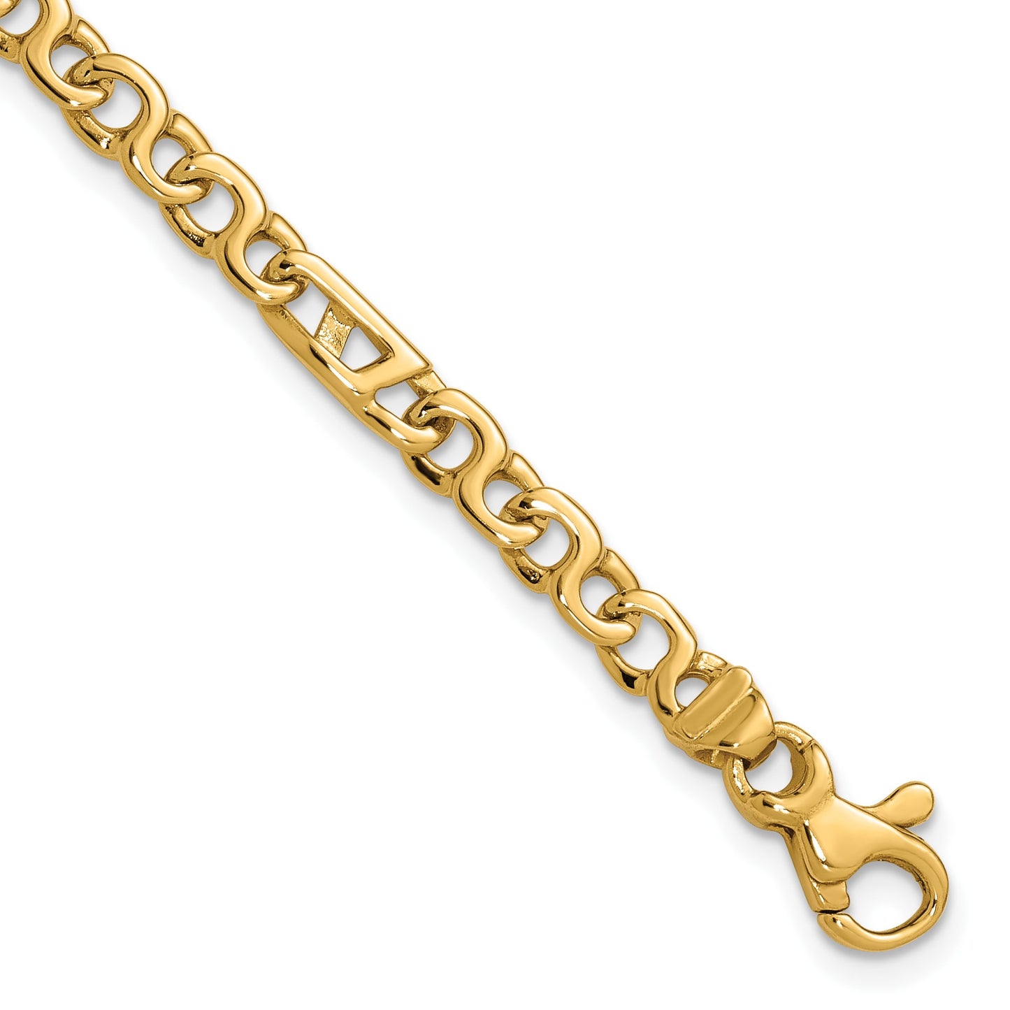 14K 8 inch 4.3mm Hand Polished Fancy Link with Fancy Lobster Clasp Bracelet