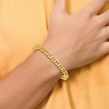 14K 8 inch 6.5mm Hand Polished Fancy Anchor Link with Fancy Lobster Clasp Bracelet