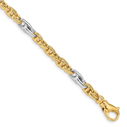 14K Two-tone 8.5 inch 5.38mm Hand Polished Fancy Link with Fancy Lobster Clasp Bracelet