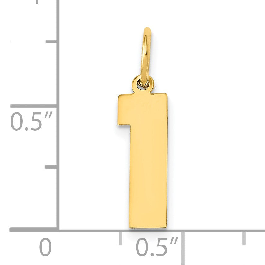 14k Medium Polished Number 1 Charm