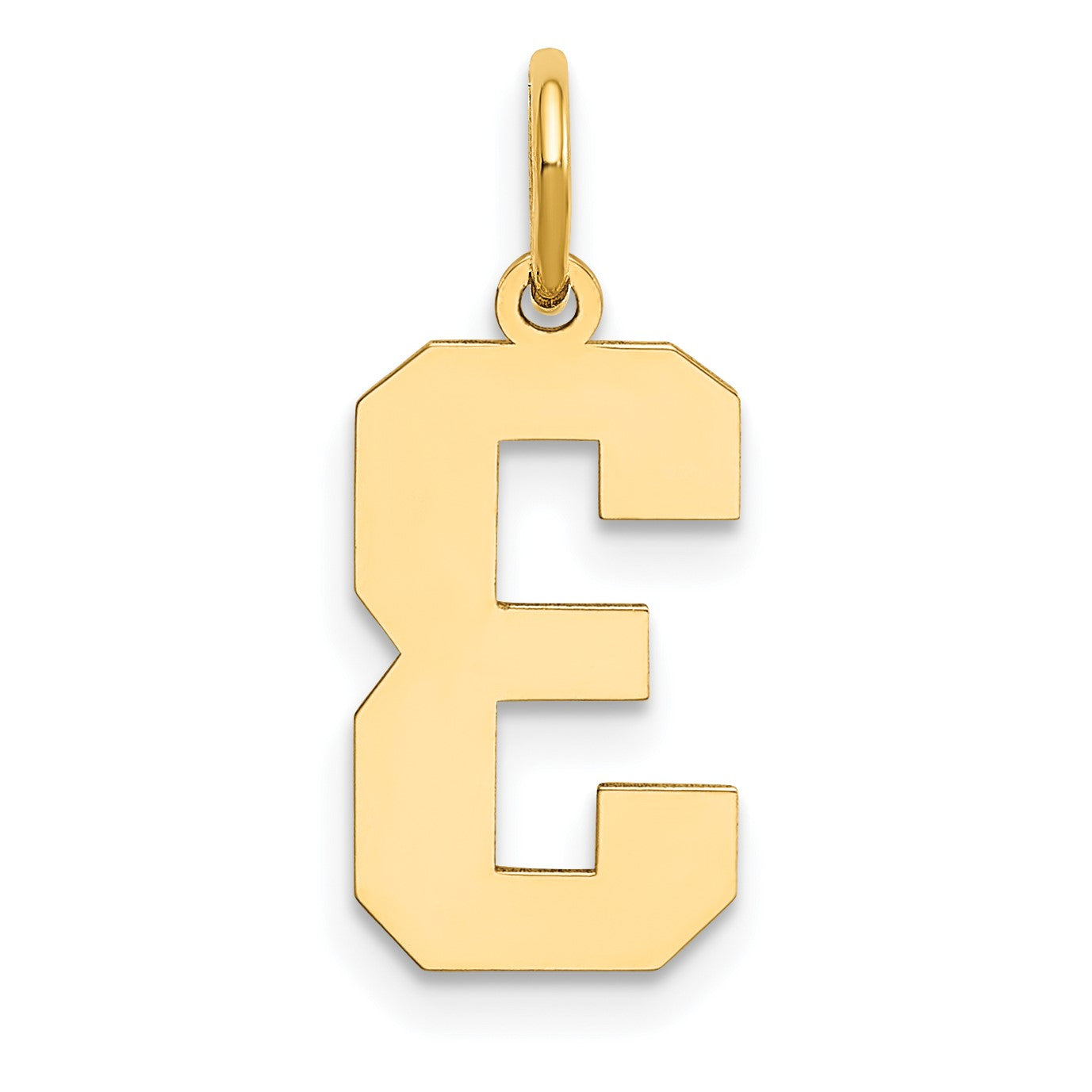 14k Medium Polished Number 3 Charm