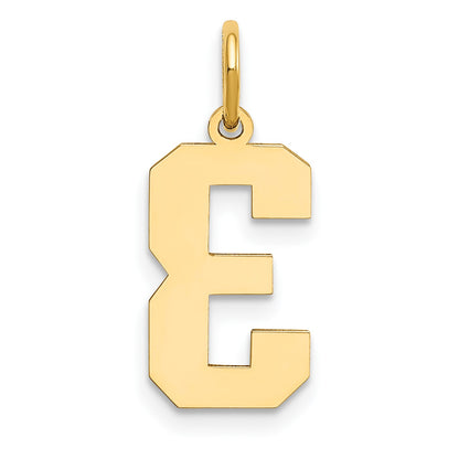 14k Medium Polished Number 3 Charm