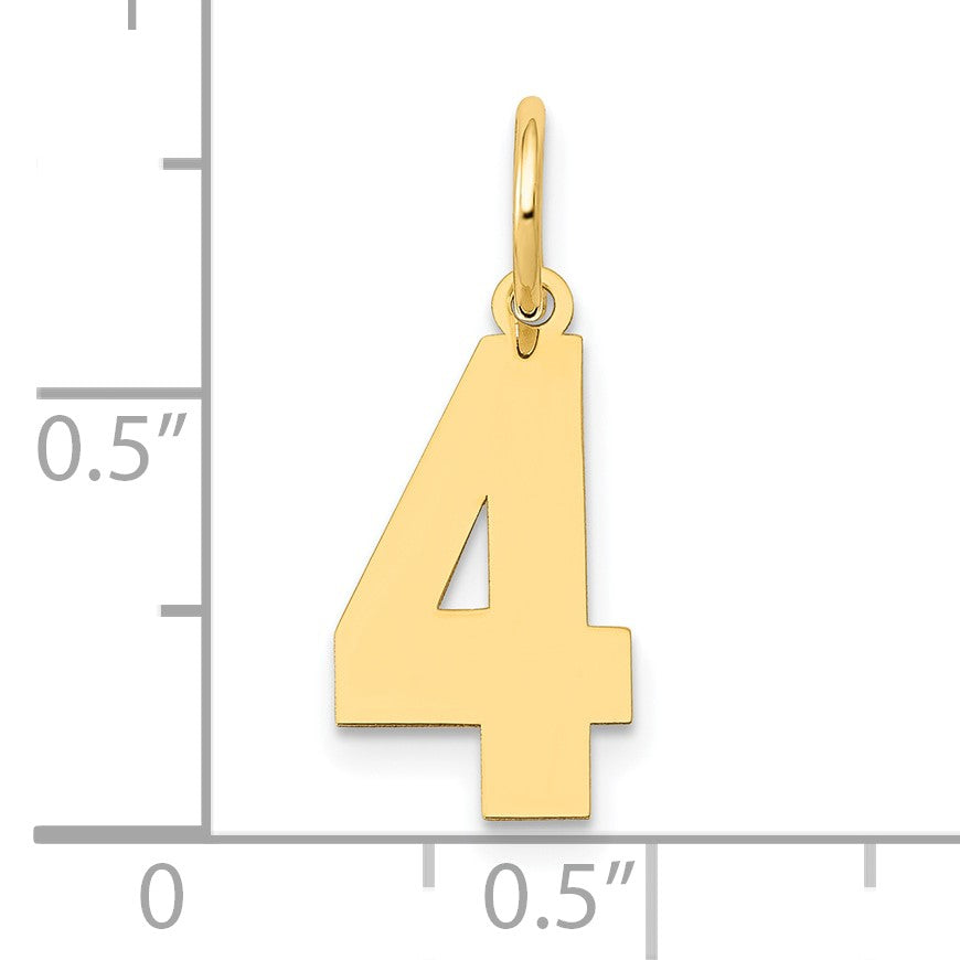 14k Medium Polished Number 4 Charm