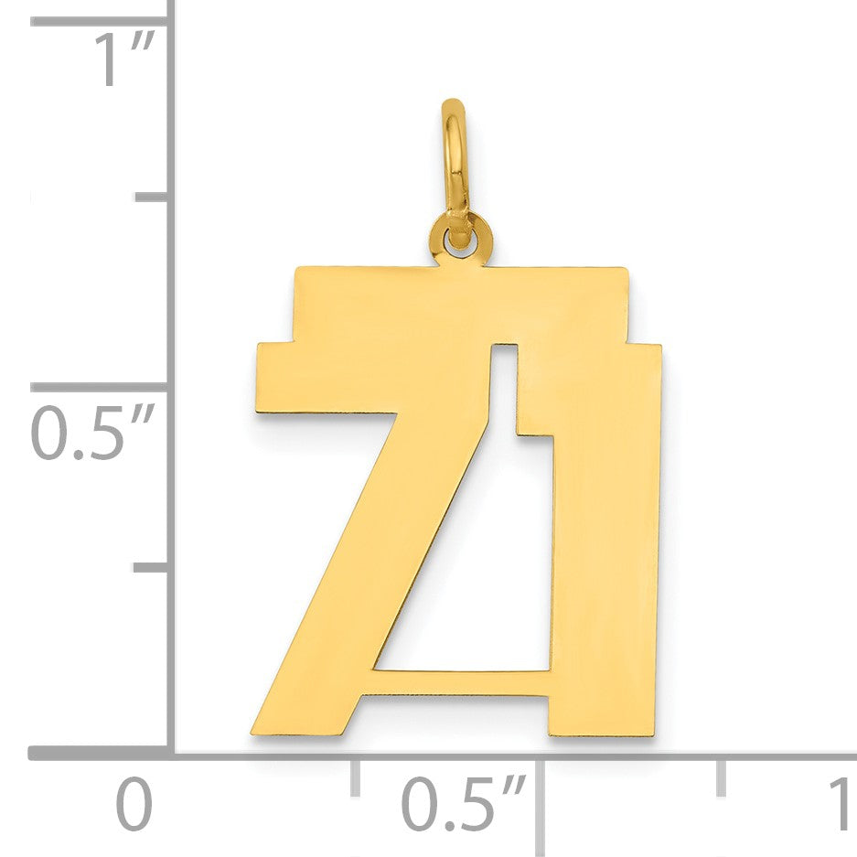 14k Medium Polished Number 71 Charm