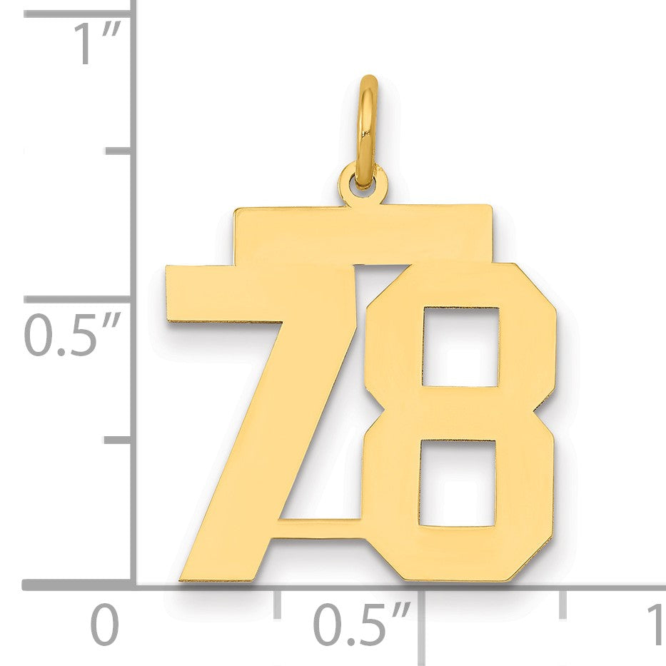 14k Medium Polished Number 78 Charm