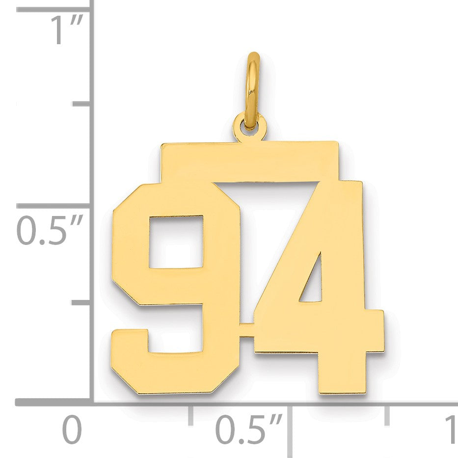 14k Medium Polished Number 94 Charm