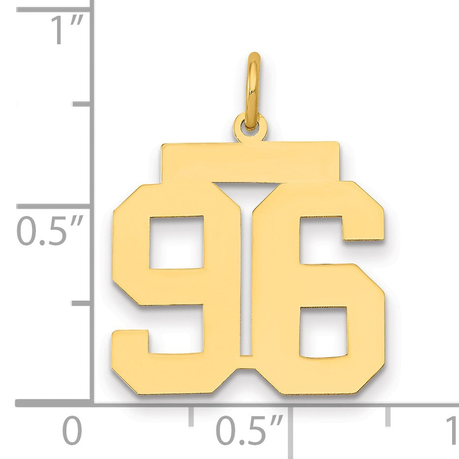14k Medium Polished Number 96 Charm