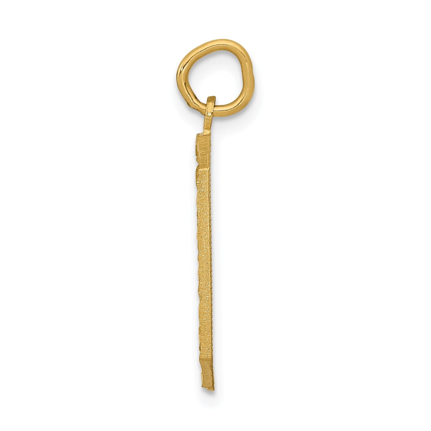 14k Large Brushed Diamond-cut Number 0 Charm