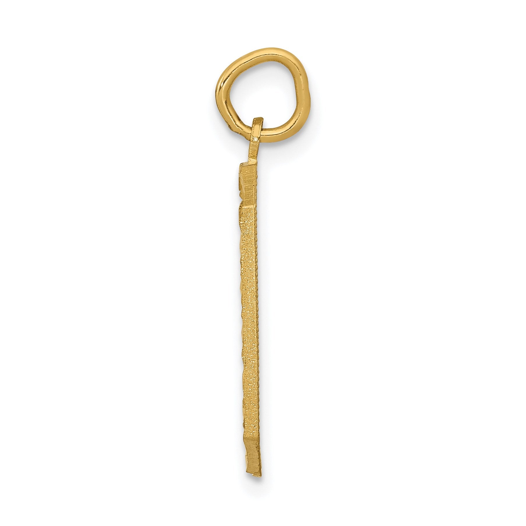 14k Large Brushed Diamond-cut Number 0 Charm