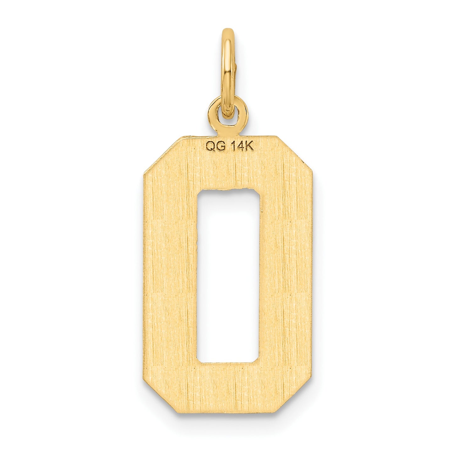 14k Large Brushed Diamond-cut Number 0 Charm