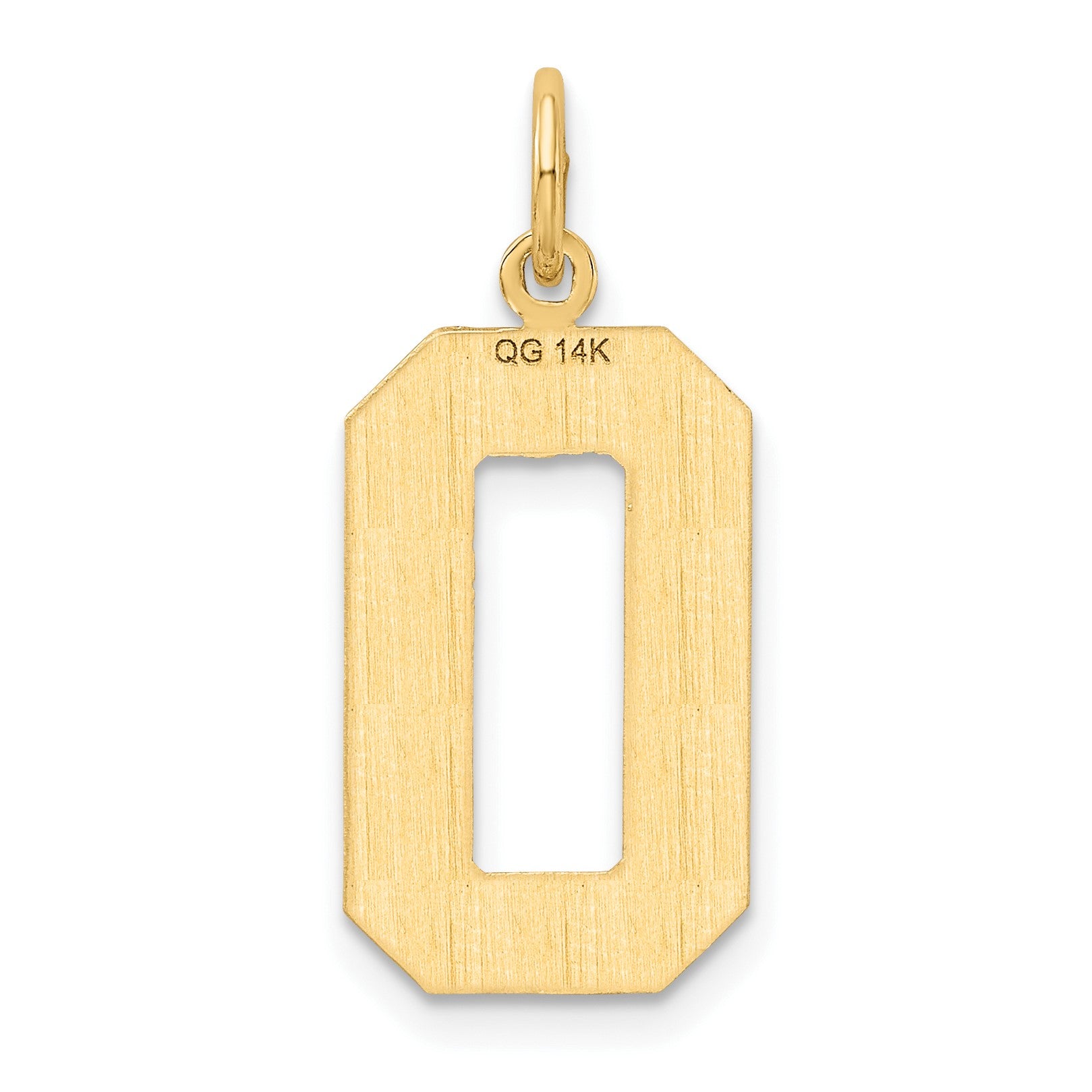 14k Large Brushed Diamond-cut Number 0 Charm