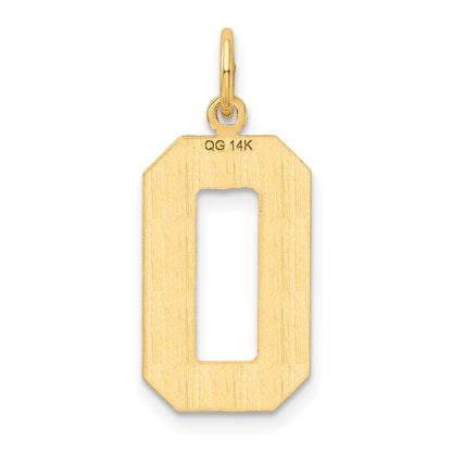 14k Large Brushed Diamond-cut Number 0 Charm