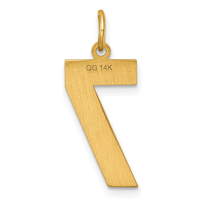 14k Large Brushed Diamond-cut  Number 7 Charm