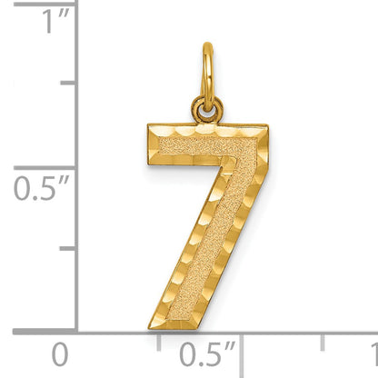 14k Large Brushed Diamond-cut  Number 7 Charm