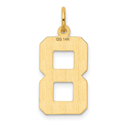 14k Large Brushed Diamond-cut  Number 8 Charm