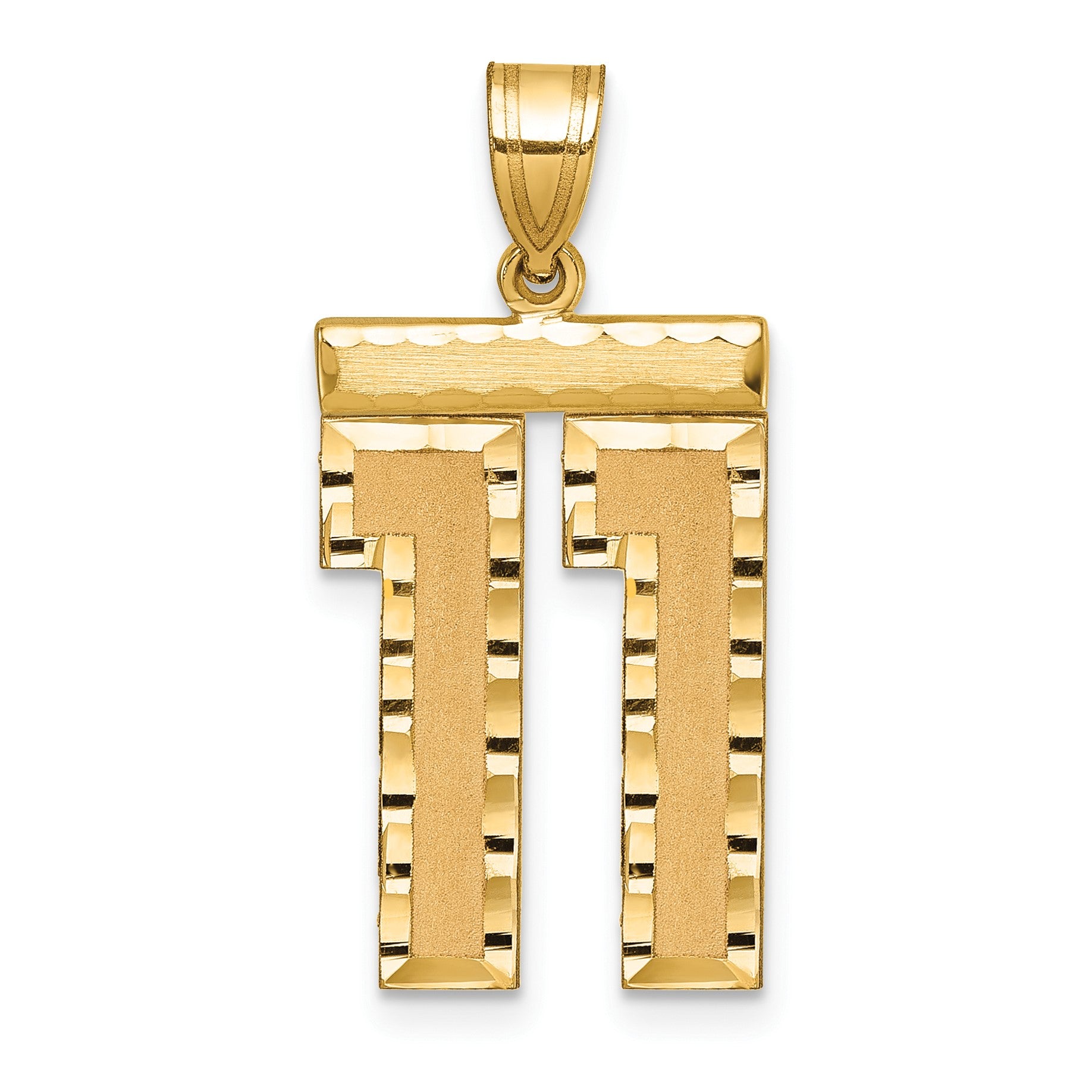 14k Large Brushed Diamond-cut Number 11 Charm