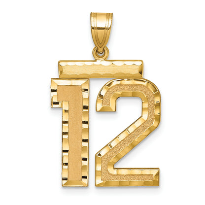 14k Large Brushed Diamond-cut Number 12 Charm