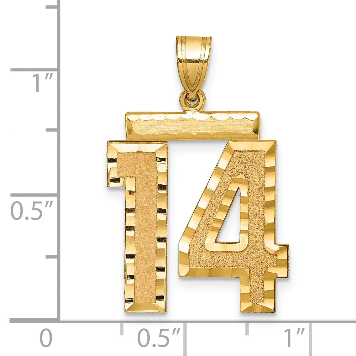 14k Large Brushed Diamond-cut Number 14 Charm