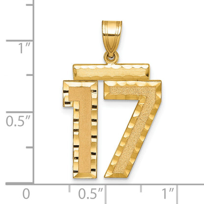 14k Large Brushed Diamond-cut Number 17 Charm