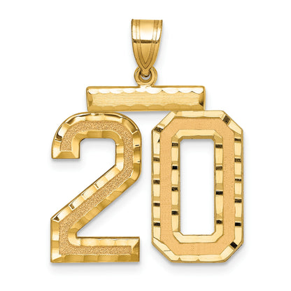 14k Large Brushed Diamond-cut Number 20 Charm