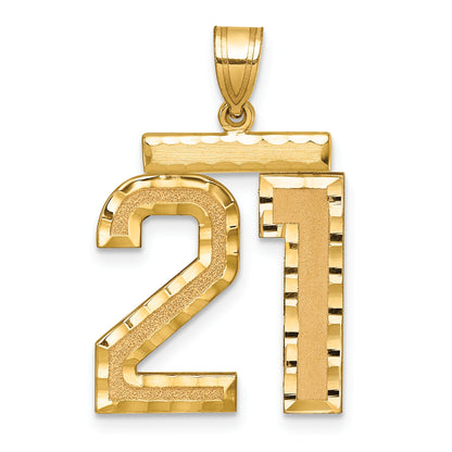 14k Large Brushed Diamond-cut Number 21 Charm