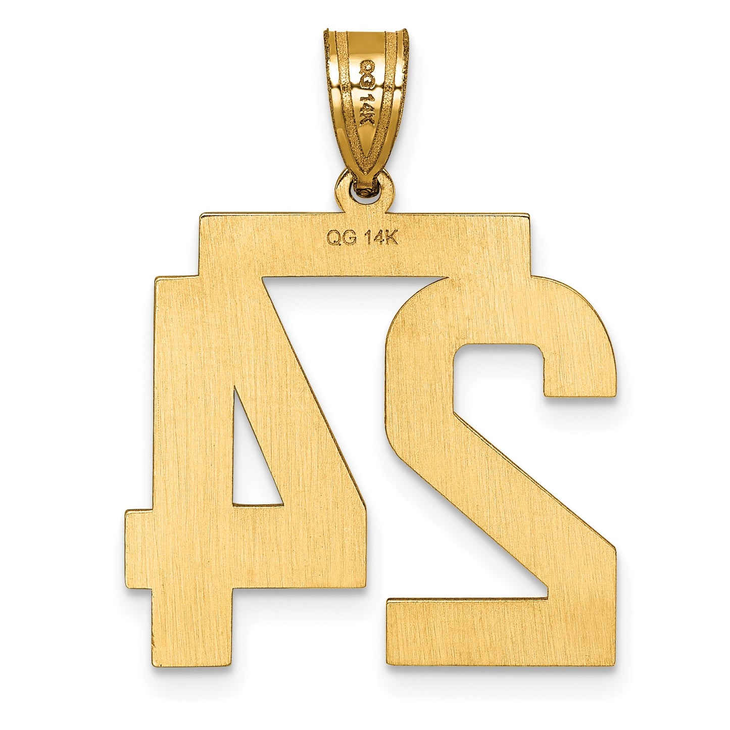 14k Large Brushed  Diamond-cut Number 24 Charm