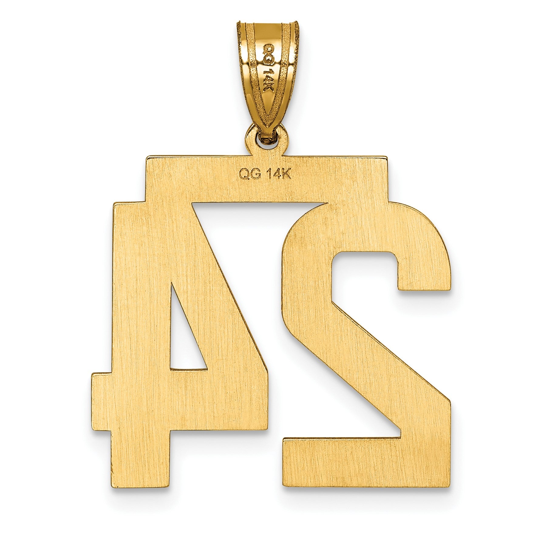 14k Large Brushed  Diamond-cut Number 24 Charm
