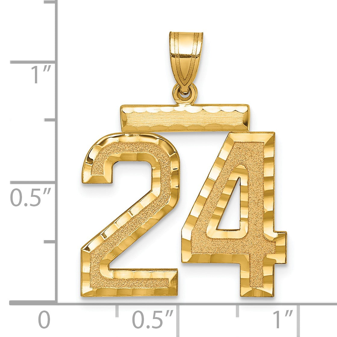 14k Large Brushed  Diamond-cut Number 24 Charm