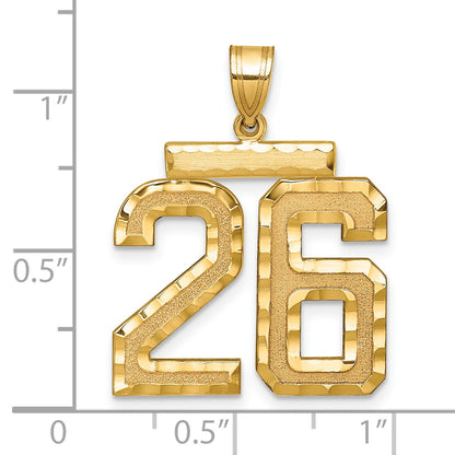 14k Large Brushed Diamond-cut Number 26 Charm