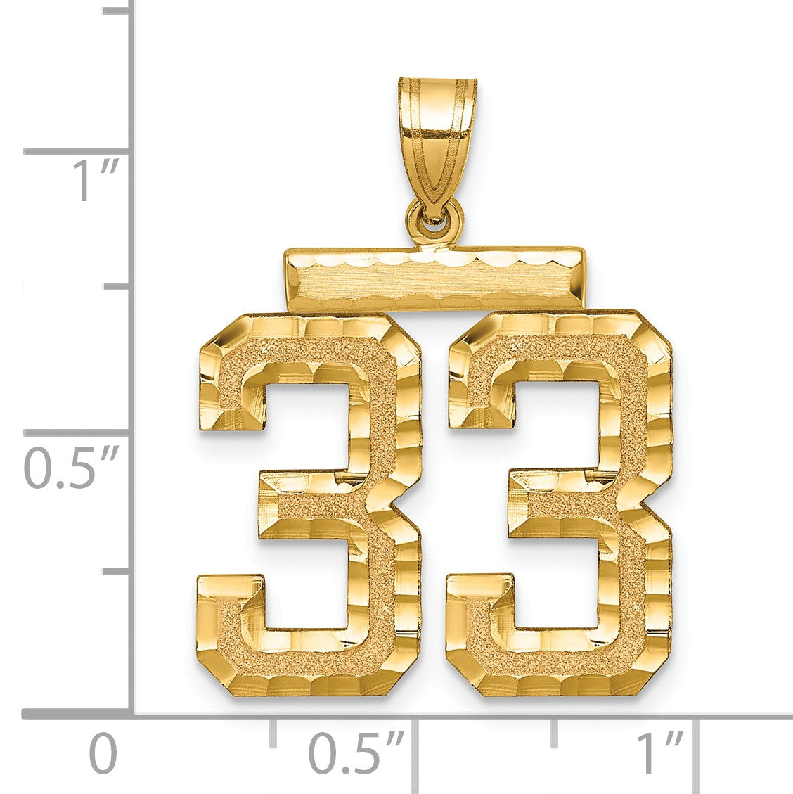 14k Large Brushed Diamond-cut Number 33 Charm