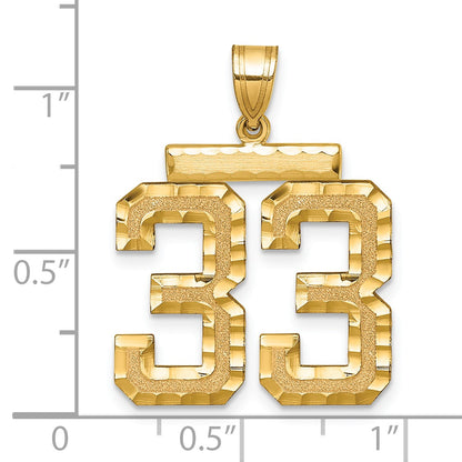 14k Large Brushed Diamond-cut Number 33 Charm