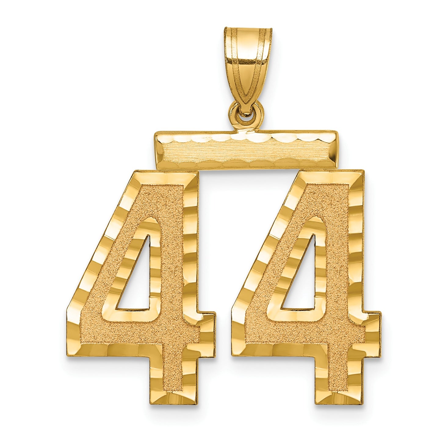 14k Large Brushed Diamond-cut Number 44 Charm