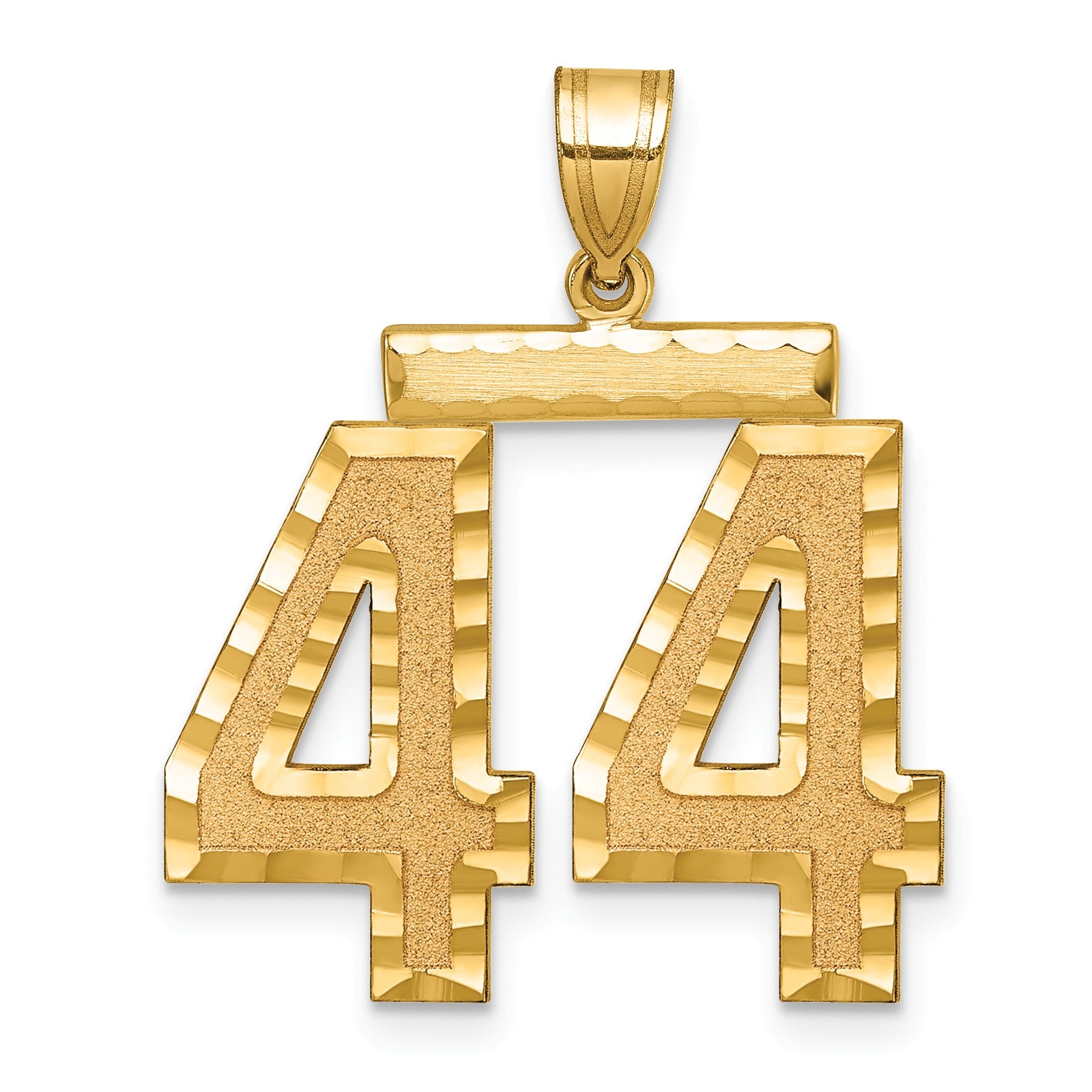 14k Large Brushed Diamond-cut Number 44 Charm
