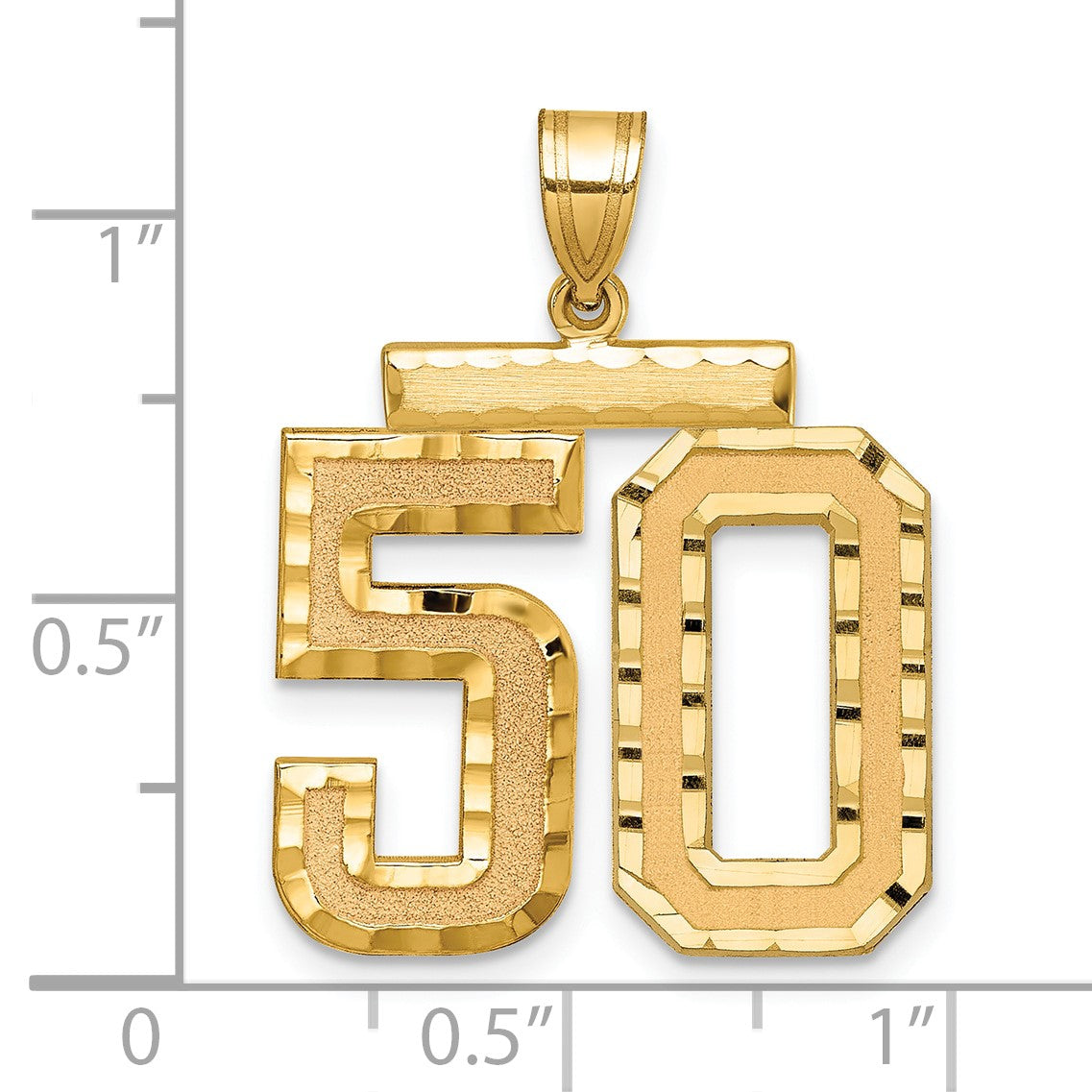14k Large Brushed Diamond-cut Number 50 Charm
