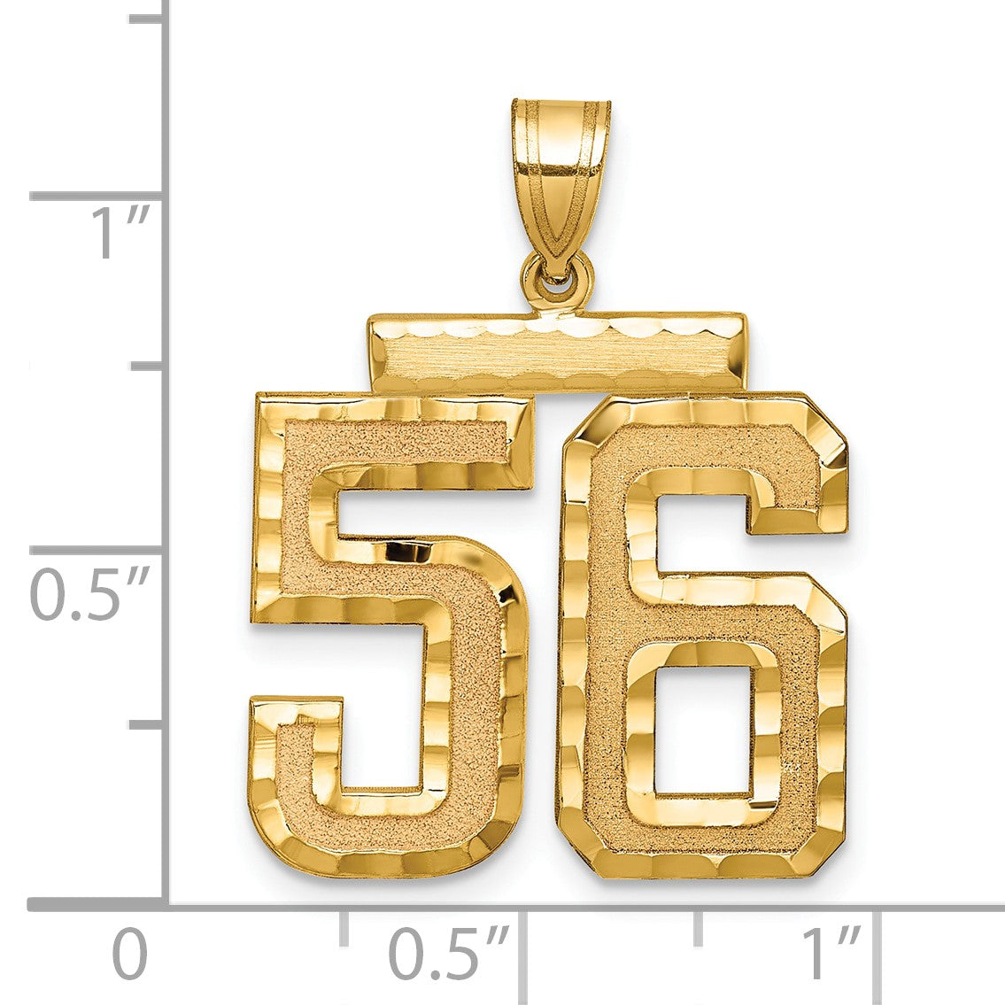 14k Large Brushed Diamond-cut Number 56 Charm