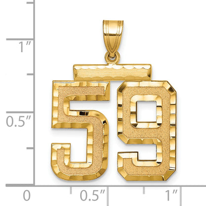 14k Large Brushed Diamond-cut Number 59 Charm