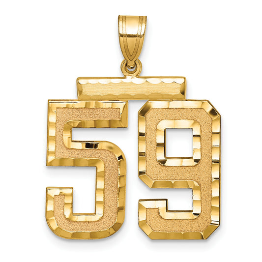 14k Large Brushed Diamond-cut Number 59 Charm