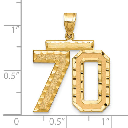 14k Large Brushed Diamond-cut Number 70 Charm