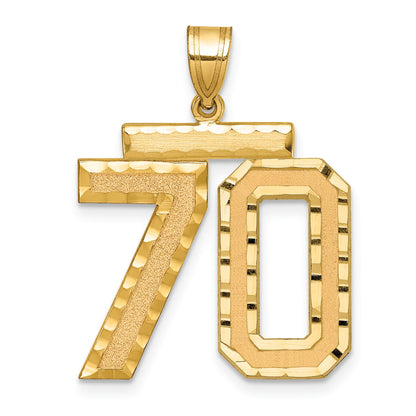 14k Large Brushed Diamond-cut Number 70 Charm