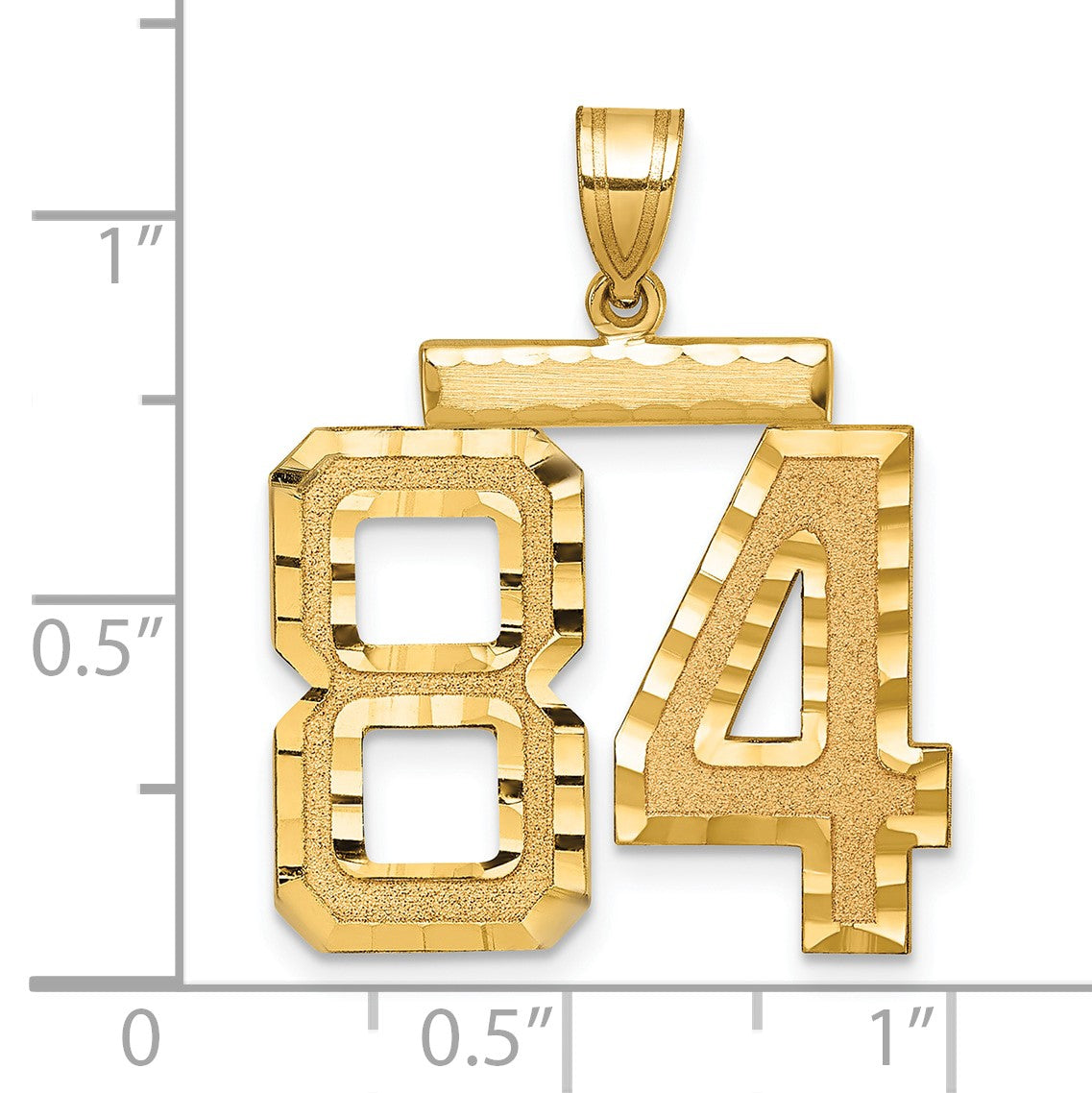 14k Large Brushed Diamond-cut Number 84 Charm