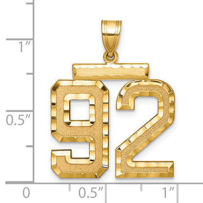 14k Large Brushed Diamond-cut Number 92 Charm