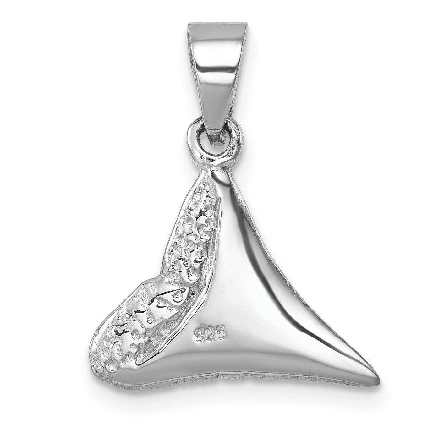 Sterling Silver Rhodium-plated Polished Shark Tooth Pendant