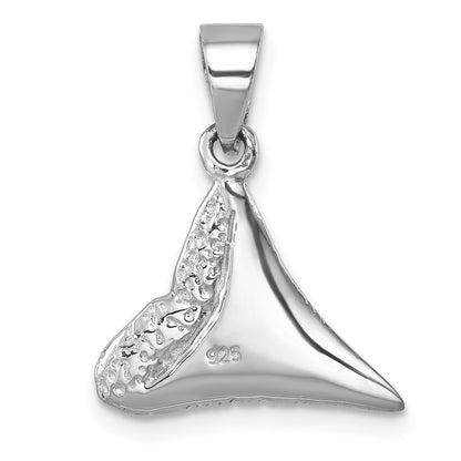 Sterling Silver Rhodium-plated Polished Shark Tooth Pendant