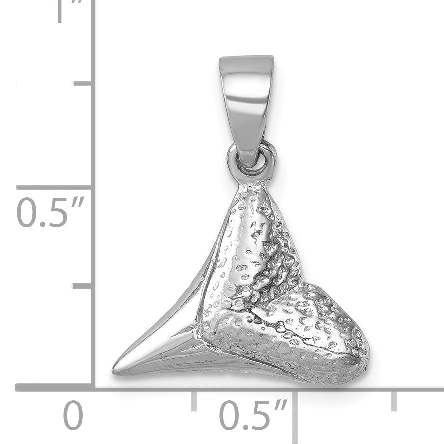 Sterling Silver Rhodium-plated Polished Shark Tooth Pendant